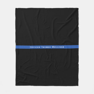 Police Thin Blue Line Monogram Name Fleece Blanket