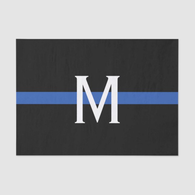 Police Thin Blue Line Monogram Tissue Paper (Front)