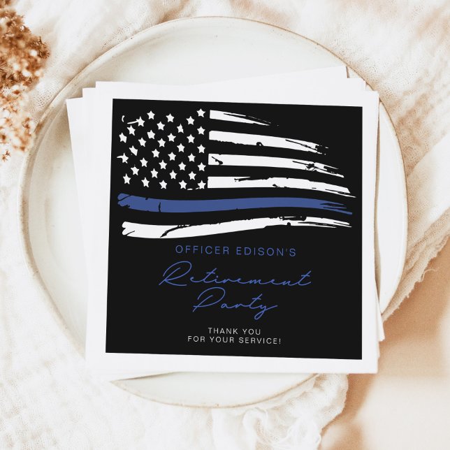 POLICE Thin Blue Line Officer Retirement Party Napkin (Creator Uploaded)