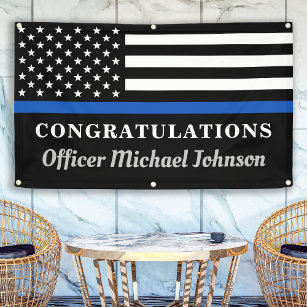Police Thin Blue Line Personalise Congratulations  Banner