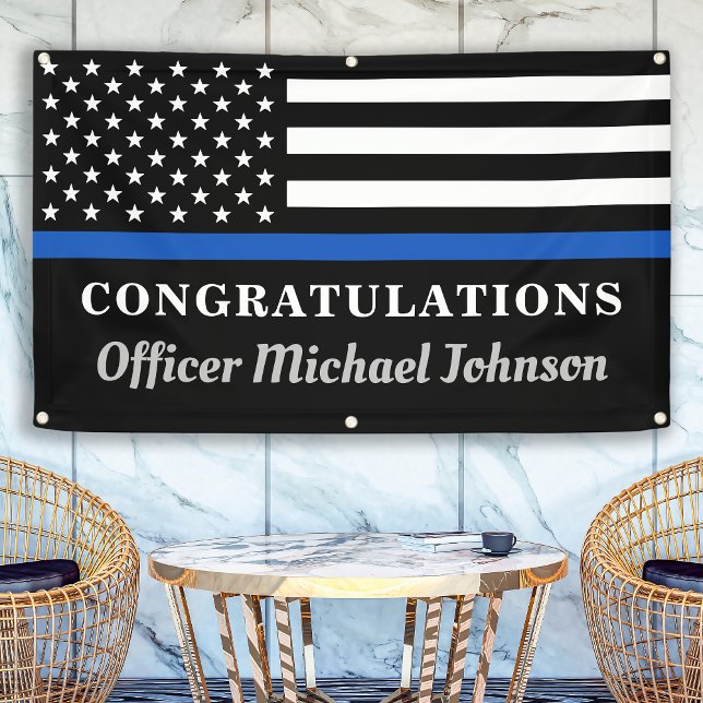Police Thin Blue Line Personalise Congratulations  Banner (Creator Uploaded)