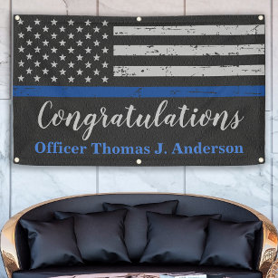 Police Thin Blue Line Personalise Graduation Party Banner