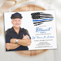 Police Thin Blue Line Personalise Photo Retirement
