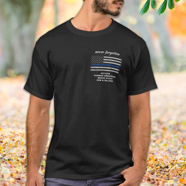 Police Thin Blue Line Personalised Memorial T-Shirt (Creator Uploaded)