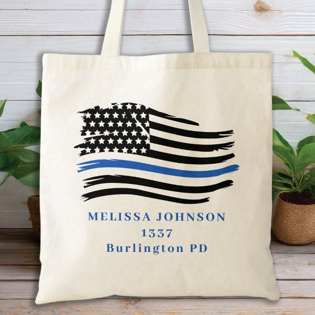 Police Thin Blue Line Personalize Law Enforcement  Tote Bag (Creator Uploaded)