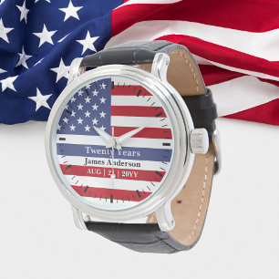 Police Thin Blue Line US Flag Retirement Watch