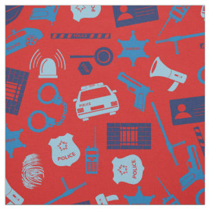 Police Tools and Symbols Red Fabric