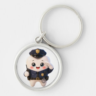 Police Tooth Round Keychain Dental Gift