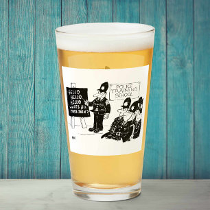 Police Training School Cartoon Glass