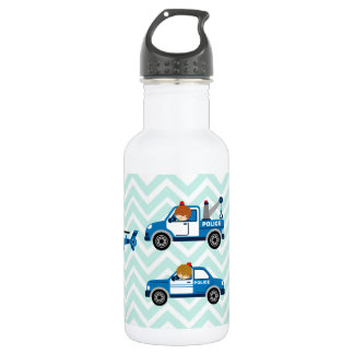 Police Trucks Helicopter Vehicles on Chevron 532 Ml Water Bottle