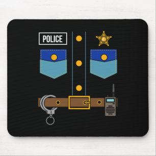 Police Uniform Costume Cool Easy Halloween Gift Mouse Pad