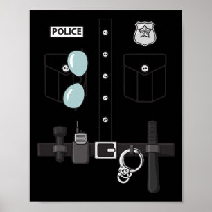 Police Uniform Halloween Kids Boys Poster