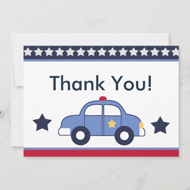 Police Vehicle/Cop Car Hero Thank You Cards (Front)