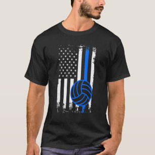 Police Volleyball Player Patriotic American Flag T-Shirt