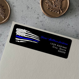 Police Watercolor Thin Blue Line Flag
