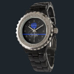 Police Wife Thin Blue Line Rose Custom Name Watch<br><div class="desc">An elegant watch tailored to the policeman's wife or any other female supportive. Feel free to add your name and hit customise to change any elements please.</div>
