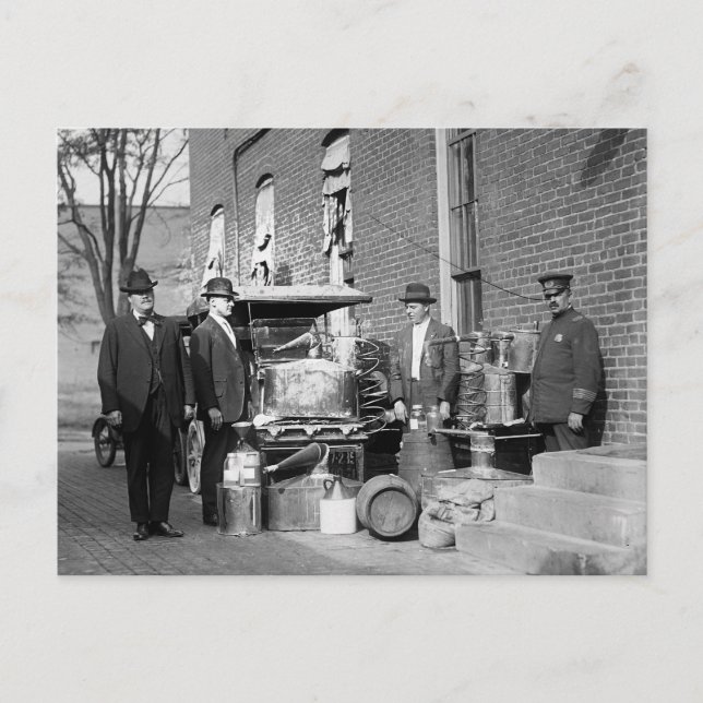 Police With Confiscated Still, 1922 Postcard (Front)
