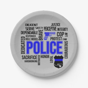 Police with Descriptive Words Party Plates