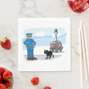 Policeman And A Black Cat Napkin