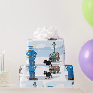 Policeman And A Black Cat Wrapping Paper