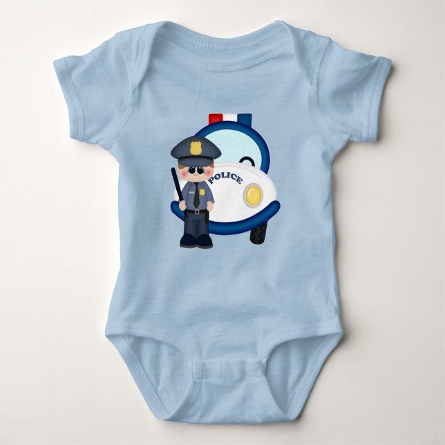 Policeman and car baby bodysuit (Front)