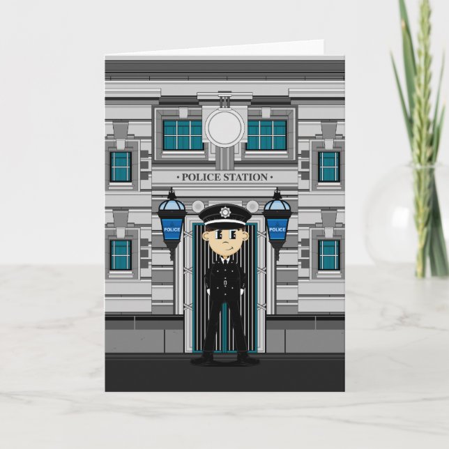 Policeman and Police Station Card (Front)
