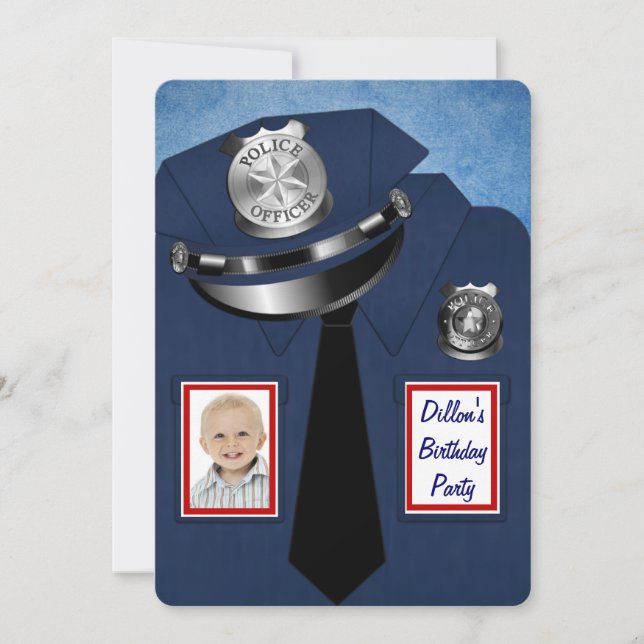 Policeman Birthday Party Invitation (Front)