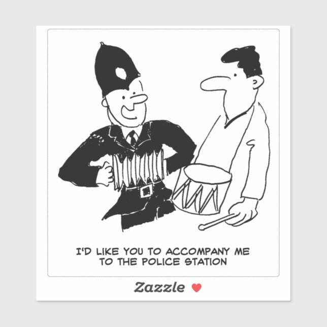 Policeman has Accordion Cartoon. (Sheet)