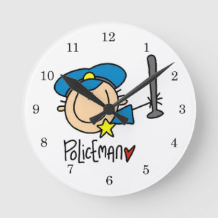 Policeman Occupation Round Clock