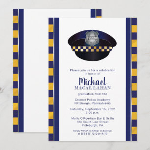 Policeman Police Cop Hat Graduation Party Invitation