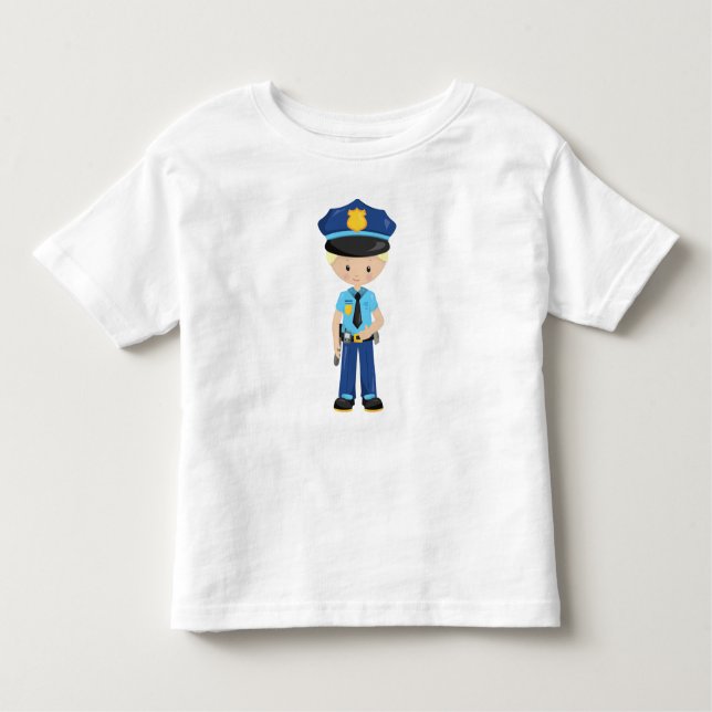Policeman, Police Officer, Cop, Blonde Hair Toddler T-Shirt (Front)
