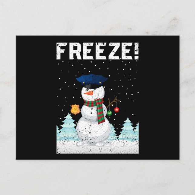 Policeman Snowman Police Navidad Policeman Xmas Postcard (Front)