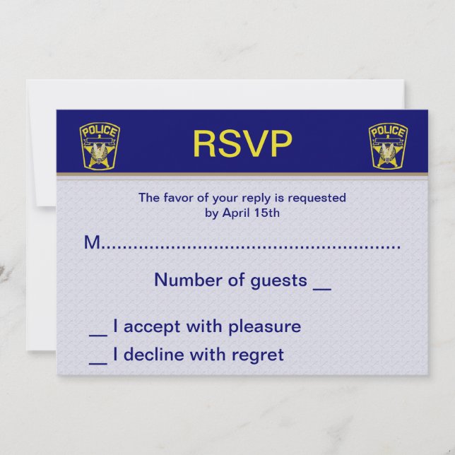 Policeman Wedding RSVP Cards (Front)