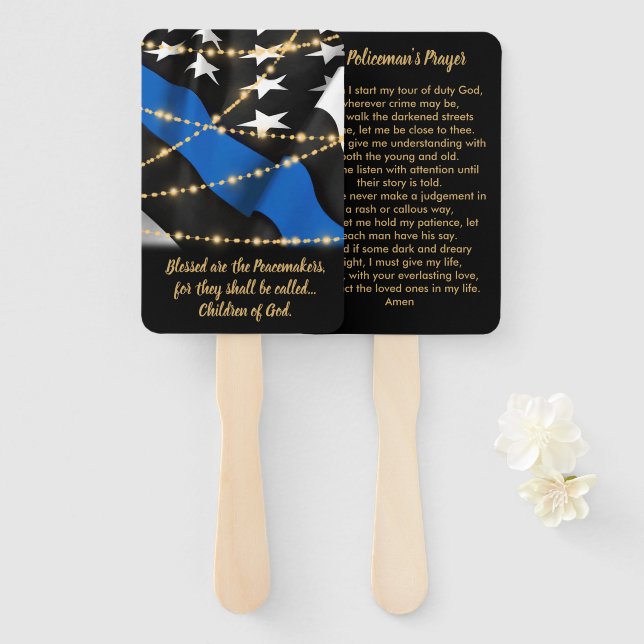 Policeman's Prayer Card Law Enforcement Graduation Hand Fan (Front and Back)