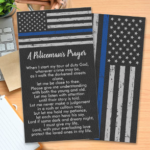 Policeman's Prayer Rustic Faux Leather Police Business Card