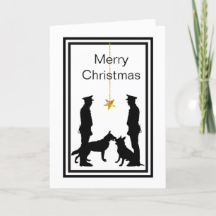Policemen K-9 Dogs Silhouette Christmas Card