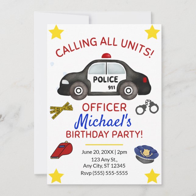 Policy Birthday Invitation (Front)