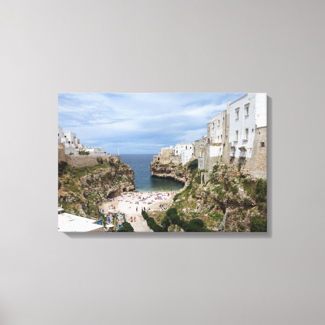 Polignano a Mare city beach in Puglia canvas print (Front)