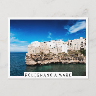 Polignano a Mare houses on a cliff in Puglia Postcard