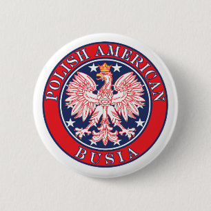 Polish American Busia 6 Cm Round Badge