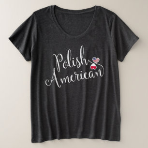 Polish American Entwined Hearts   Plus Size T-Shirt