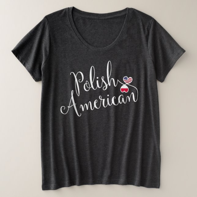 Polish American Entwined Hearts   Plus Size T-Shirt (Design Front)