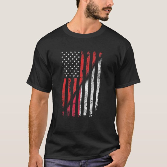 Polish American Flag Retro Style Usa Poland Flags T-Shirt (Front)