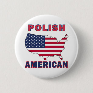 Polish American Map 6 Cm Round Badge