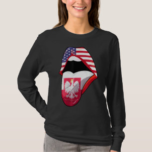 Polish American Roots Usa Polska Poland Flag Lips  T-Shirt