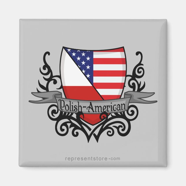 Polish-American Shield Flag Magnet (Front)