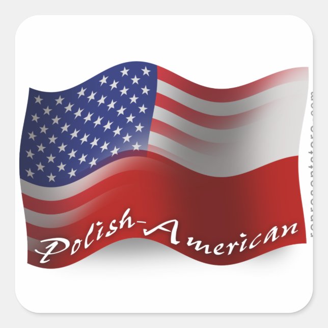Polish-American Waving Flag Square Sticker (Front)