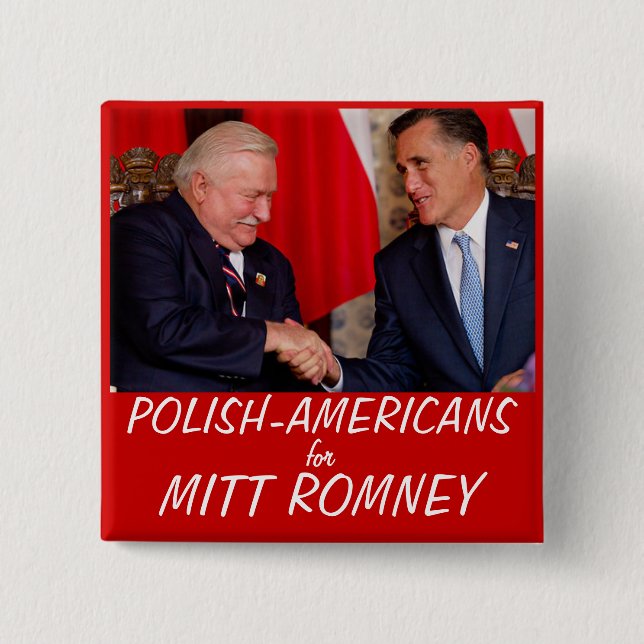 Polish Americans for Mitt Romney 15 Cm Square Badge (Front)
