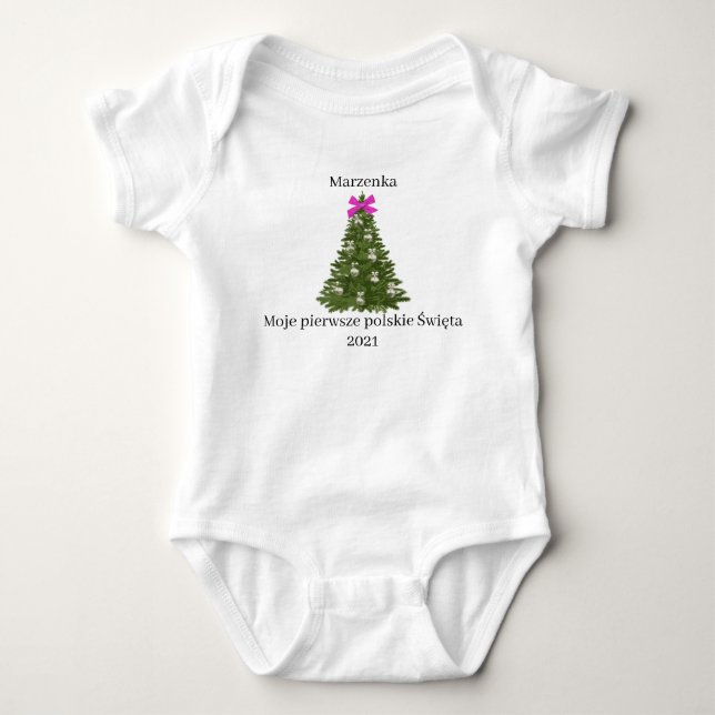 Polish baby 1st Christmas onsie Bodysuit (Front)