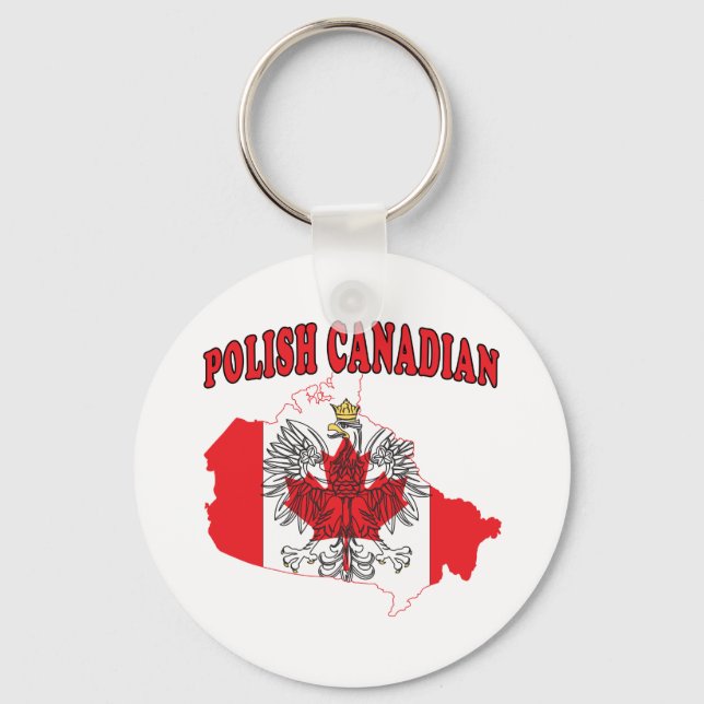 Polish Canadian Canada Flag Map Key Ring (Front)